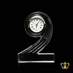 Personalized-Crystal-No-2-Cutout-With-Clock-and-For-Desktop-Customized-With-Your-Name-Designation-Log
