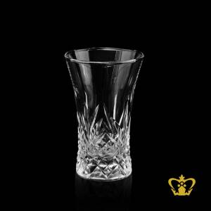 Stylish-crystal-shot-glass-stunningly-carved-luxurious-diamond-leaf-cut-2-oz