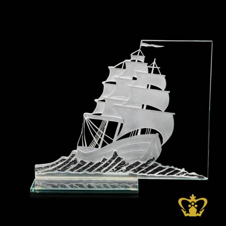 Personalized-crystal-plaque-of-sailing-ship-with-clear-crystal-base-customized-logo-text-engrave