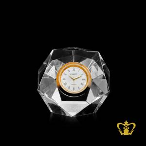 Personalized-crystal-desktop-clock-customized-with-your-name-designation-logo