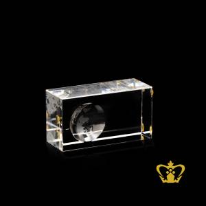 Cuboid-crystal-stylish-handcrafted-trophy-with-globe-carved-on-slop-top