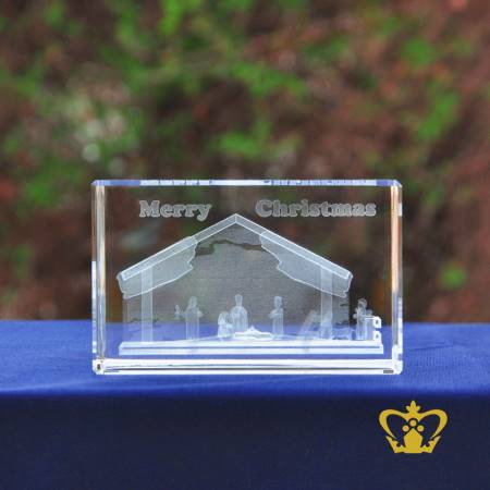 Merry-Christmas-Crib-3D-laser-engraved-crystal-Cube-Gift