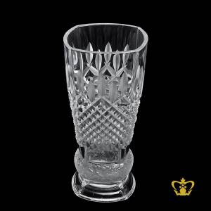 Voguish-elegant-handcrafted-crystal-vase-with-imperial-frosted-diamond-and-leaf-pattern-lovely-decorative-gift