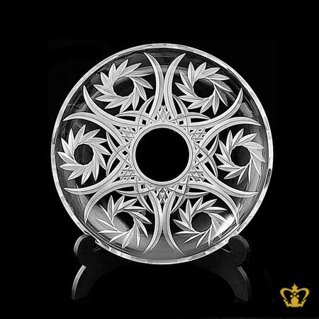 Manufactured-Artistic-Crystal-Centre-Plate-with-Intricate-Design-including-Stand