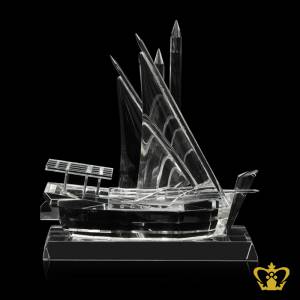 Tourist-Souvenir-Traditional-Crystal-Dhow-Replica-UAE-National-Day-Corporate-Gift-12-X-10-Inch-Customized-Logo-Text