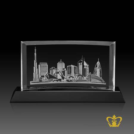 Dubai-skyline-famous-landmark-engraving-in-crystal-crescent-with-black-base-gift-tourist-souvenir