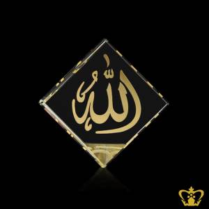 Golden-Arabic-Word-Calligraphy-Allah-Muhammed-Rasul-Allah-and-the-Holy-Kaaba-Engraved-Three-Faced-Tilted-Crystal-Cube-Islamic-Occasions-Gift-Customized-Ramadan-Eid-Religious-Souvenir