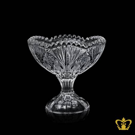 Little-crystal-stem-bowl-scalloped-edge-handcrafted-with-alluring-design