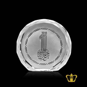 Round-Crystal-Paper-Weight-with-Diamond-cut-arabic-calligraphy-engraved-Bismillah-ir-Rahman-ir-Rahim-Religious-Occasions-Gift-Eid-Ramadan-Souvenir