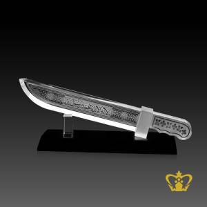 Crystal-Islamic-dagger-with-black-base-Arabic-word-calligraphy-engraved-La-Ilahailla-Allah-Muhammed-Rasul-Allah-Islamic-religious-occasions-gift-Eid-Ramadan