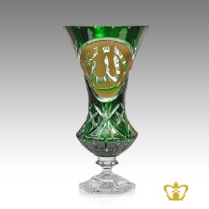 Green-Crystal-Footed-Vase-with-Deep-Leaf-Cut-Handcrafted-Golden-Arabic-Word-Calligraphy-Allah-Engraved-Islamic-Religious-Decorative-Eid-Gift-Ramadan-Souvenir