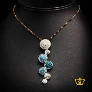 Luxurious-aqua-blue-and-clear-crystal-inlaid-bubble-pendant-sparkling-gift-for-her
