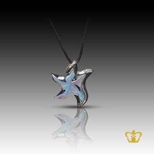 Starfish-pendant-violet-embellish-with-clear-crystal-stone-exquisite-Jewelry-gift-for-her