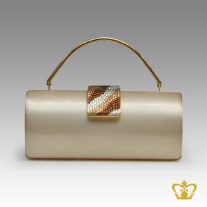 Ladies-purse-golden-color-embellished-with-clear-and-amber-crystal-diamond-around-the-lock