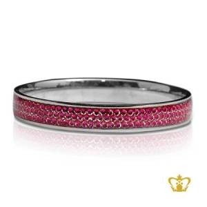 Silver-bangle-inlaid-with-red-crystal-diamond