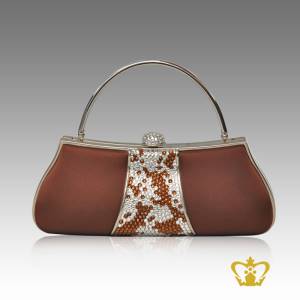 Ladies-purse-brown-color-embellished-with-clear-and-brown-sparkling-crystal-stone-gorgeous-gift-for-her