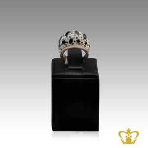 Classy-round-silver-ring-embellish-with-black-and-clear-crystal-stone