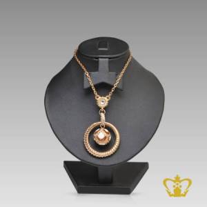 Golden-color-sphere-pendant-embellished-with-sparkling-crystal-diamond-exquisite-jewelry-gift-for-her
