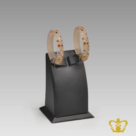 Cast-enamel-brown-earring-embellished-with-multicolor-crystal-diamond