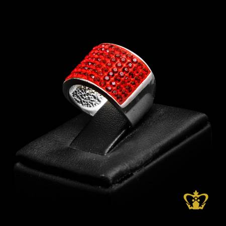 Twinkling-shiny-red-crystal-silver-ring-dazzling-Christmas-gift-for-her