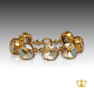 Metal-bracelet-gold-inlaid-with-round-crystal-diamonds-lovely-gift-for-her