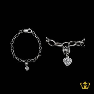 Heart-shape-Charm-loops-silver-bracelet-elegant-simple-for-her-gift-occasions-celebrations-birthday-valentines-day-anniversary