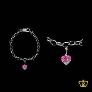 Heart-shape-Charm-loops-silver-bracelet-elegant-simple-for-her-gift-occasions-celebrations-birthday-valentines-day-anniversary