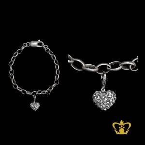 Heart-shape-Charm-loops-silver-bracelet-elegant-simple-for-her-gift-occasions-celebrations-birthday-valentines-day-anniversary
