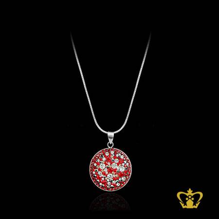 Shimmering-pendant-inlaid-with-red-gleaming-crystal-diamond-lovely-gift-her