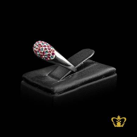 Round-silver-ring-inlaid-with-pink-and-blue-crystal-stone-gorgeous-gift-for-her