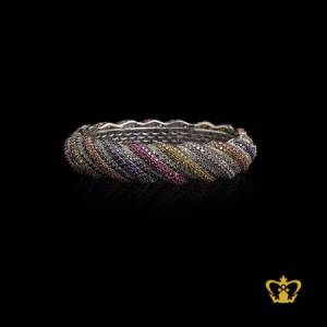 Posh-vintage-style-multicolored-sterling-silver-bracelet-embellished-with-crystal-diamonds-stylish-luxurious-gift-for-her