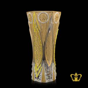 Allah-Muhammad-Rasul-Allah-Arabic-Golden-Word-Calligraphy-Engraved-Decorative-Crystal-Vase-with-Diamonds-Deep-Leaf-Cuts-Handcrafted-Islamic-Souvenir-Religious-Ramadan-Present-Eid-Gift