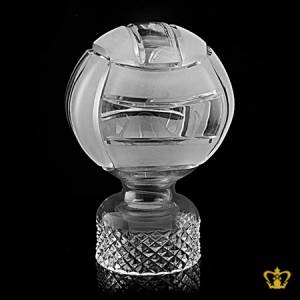 Personalized-Crystal-Replica-of-Volleyball-Trophy-Customized-Text-Engraving-Logo-Base-Box