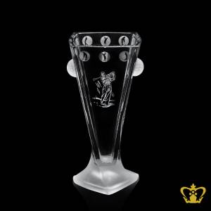 Stylish-crystal-golf-vase-with-frosted-twist-bottom-enhanced-with-hand-carved-golfer-silhouette