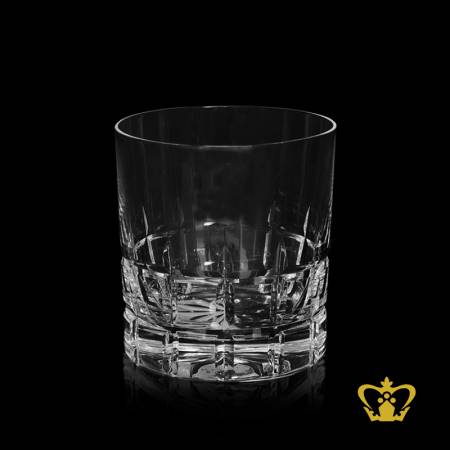 Impressive-modest-look-whiskey-crystal-tumbler-handcut-square-design-around-body-and-bottom-14-oz