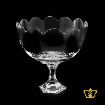 Flawless-gleaming-crystal-footed-crystal-fruit-bowl-gorgeous-curved-sculpted-edges-