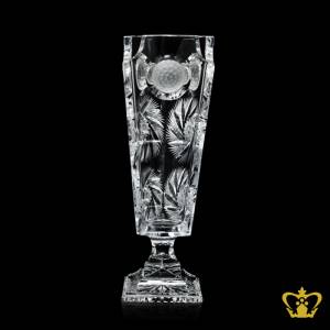 Luminous-fancy-handcrafted-footed-allured-with-dimpled-golf-ball-crystal-vase-elegant-sophisticated-pattern-decorative-gift