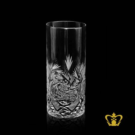 Intense-alluring-leaf-twirling-star-pattern-hand-crafted-crystal-highball-tall-glass-stylish-tumbler