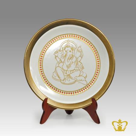 G-CERAMIC-CENTRE-PLATE-36CM-GOLD-GANESH