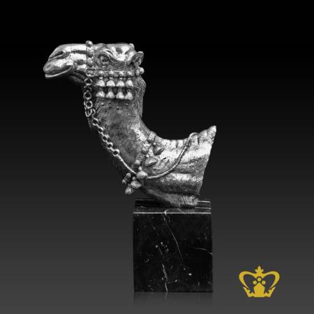 ANG-BUST-CAMEL-HEAD-15IN-SILVER-W-MARBLE-BASE