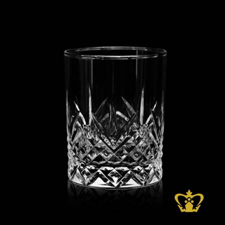 Vintage-handcrafted-whiskey-glass-embellished-with-traditional-diamond-leaf-cuts
