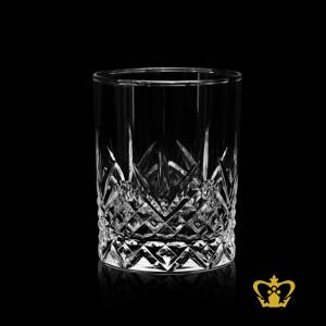 Vintage-handcrafted-whiskey-glass-embellished-with-traditional-diamond-leaf-cuts