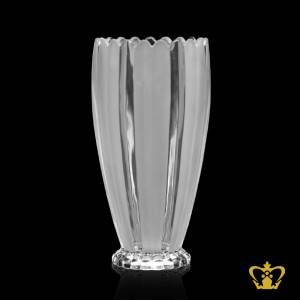 Decorative-crystal-vase-handcrafted-with-top-cut-fourteen-side-frosted