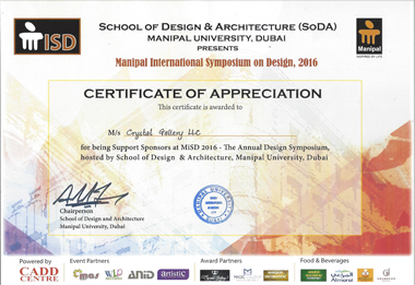 Crystal Gallery Support Sponsors at MiSD 2016, Manipal University