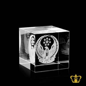 Abu-Dhabi-police-logo-2D-laser-engraved-crystal-cube