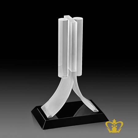 Handcrafted-frosted-bend-crystal-trophy-with-back-base-customized-logo-text-