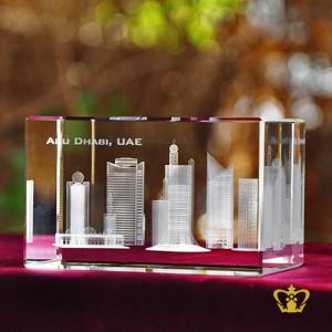 Skyline-of-Abu-Dhabi-famous-landmark-3D-engraving-crystal-cube-gift-tourist-souvenir