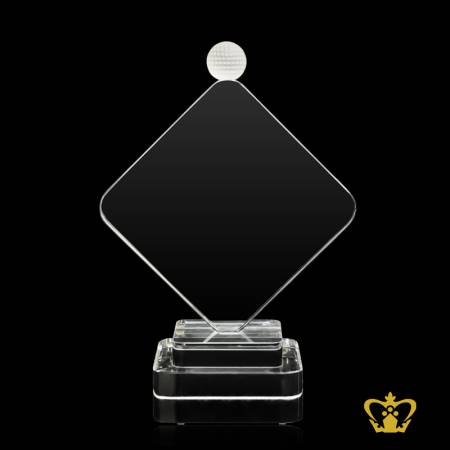 Personalized-Crystal-Golf-Trophy-stands-on-two-tier-Crystal-Base-Customized-Text-Engraving-Logo
