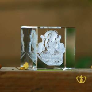 3D-Laser-Engraved-Crystal-Cube-Hindu-Goddess-Lakshmi-Religious-Holy-Gift-Indian-Festival-Souvenir