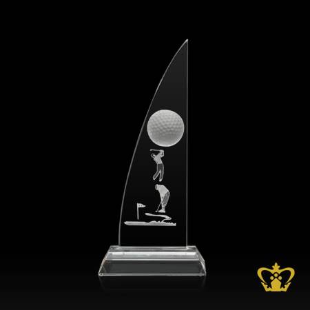 Personalized-crystal-golf-trophy-with-ball-and-clear-base-customized-text-engraving-logo